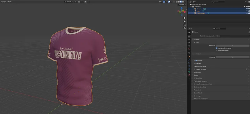 Modeling and editing of the official t-shirt in Blender