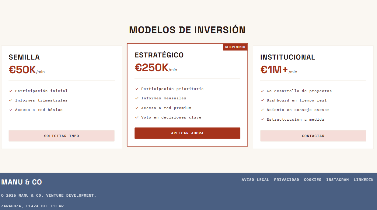 Real result of investment models and footer guided by DESIGN.md